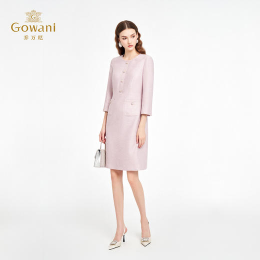 乔万尼新品千金风优雅小香风编织感H型连衣裙ED4E709 商品图3