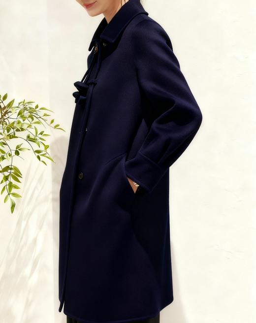 SZ6C06_胭脂色/绀蝶色_大衣外套_秋冬_翻领盘扣单排扣中长款宽松A字版 _高级女装_BERNIEELEN 伯妮斯茵 商品图4