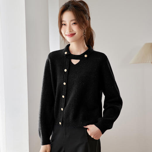 设计感V领毛衣宽松，高级感洋气减龄针织打底衫好看上衣HR-XFY-3273 商品图2