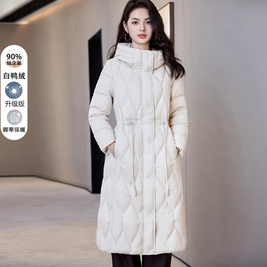 韩版时尚超好看加厚90白鸭绒，羽绒服中长款连帽外套HR-ASE7766 商品图0