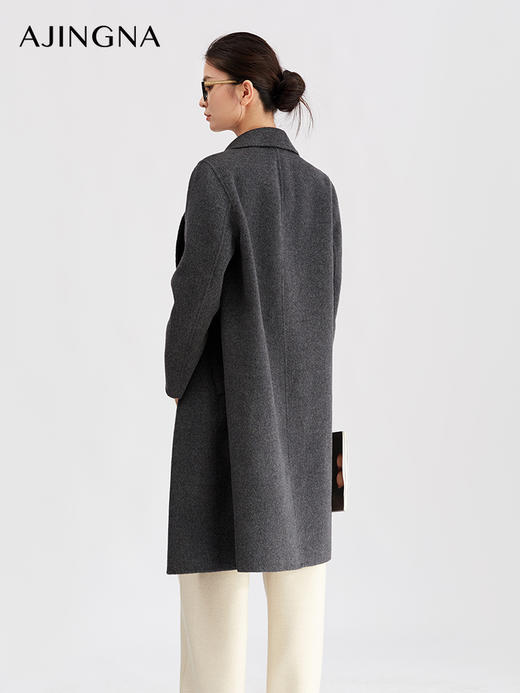 【商场同款】阿菁娜冬季新款长款双排扣羊毛呢子大衣西装领通勤休闲两穿A30D511086 商品图1