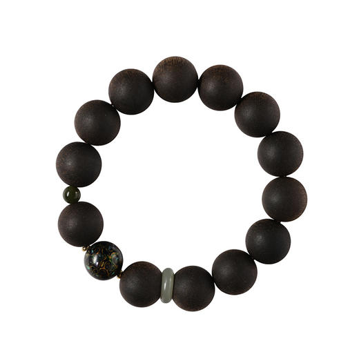 【墨禅·奇楠沉香大漆手串】敦煌福泽海南莺歌奇楠沉香 文玩佛珠手串搭配非遗工艺大漆珠男女款饰品 商品图5