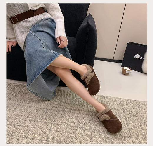 【YW】无忧购加绒新中式毛毛勃肯鞋女冬一脚蹬保暖棉鞋9978（截单后3-5天发货） 商品图7