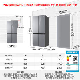 海尔（Haier）503L十字对开门零距离自由嵌干湿分储EPP超净底部散热一级双变频大容量冰箱BCD-503WGHTD45ASU1