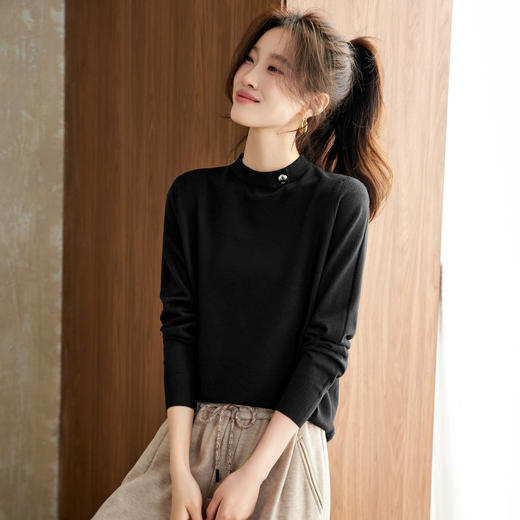 简风半高领套头毛衣，简约百搭修身显瘦针织衫CC8726 商品图1