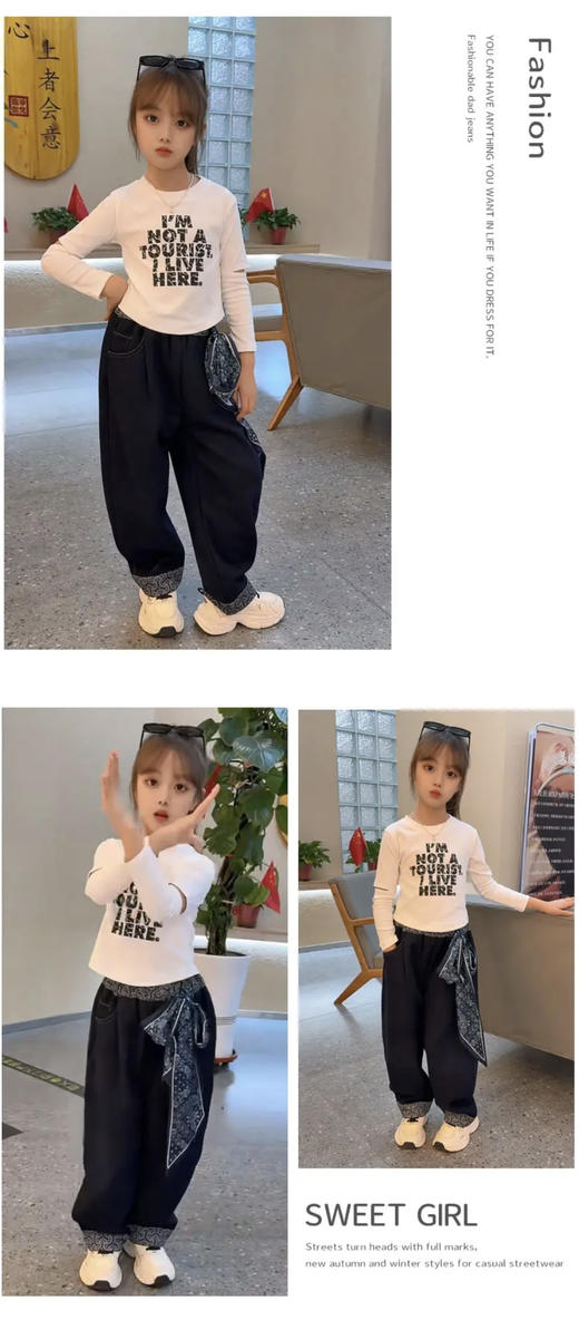 【西蒙日记奥粒绒飘带牛仔裤亲子款SNSDNZK】加绒直筒牛仔裤，粗腿胯宽的终结者真正的不挑腿型！  ❄冬日治愈系单品登场，把温暖与俏皮穿在身上！‼-XMRJ 商品图10