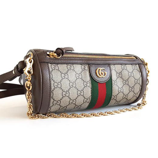 【95新】Gucci古驰795194中号老花ophidia巴比龙圆筒包单肩斜挎包女士181125AK28 商品图8