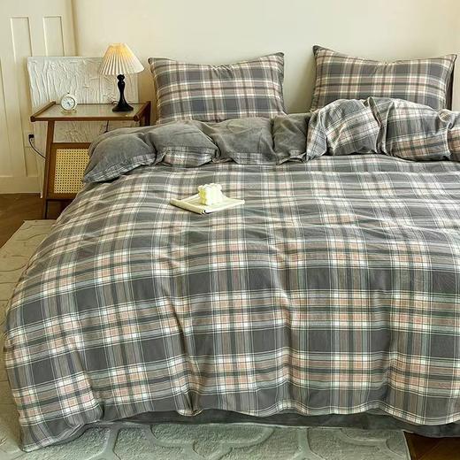 【安妮塔无印色织加绒全棉四件套】每年入冬火爆！永远不够卖的系列 一面全棉色织水洗棉，一面牛奶绒，冬天盖绒面，超级暖！春秋盖棉面，更贴身-BXG 商品图8