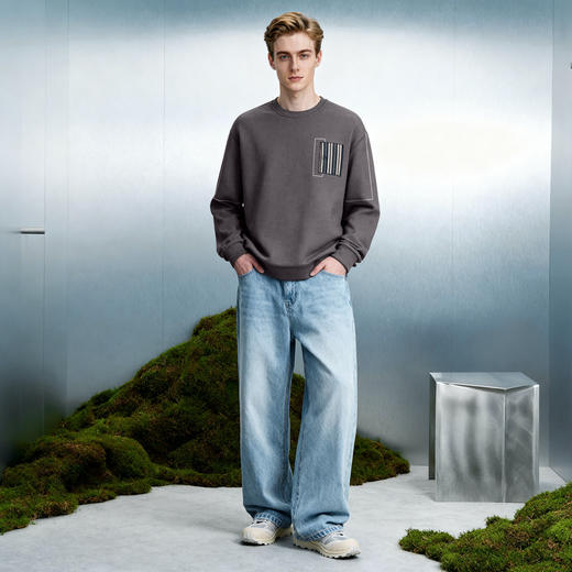 华夫格加绒保暖圆领卫衣 商品图14