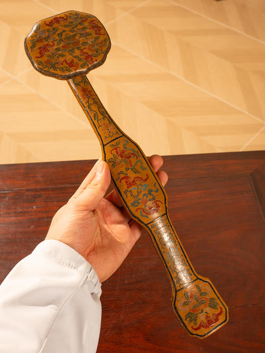 清	黄漆戗金彩绘福寿纹如意 商品图1