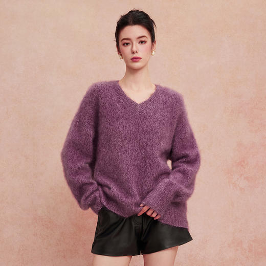 QH607斯尔丽25新款加厚软糯保暖颜色复古饱和慵懒松弛显瘦毛衫 商品图0