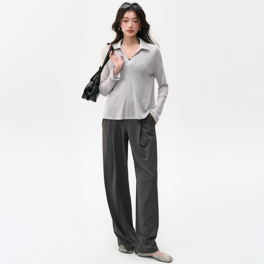 跃牌【倚窗听雨】新款桑蚕丝瑜伽服女兰精莫代尔薄款修身显瘦运动休闲衬衣长袖上衣CX134 商品图3