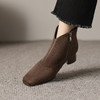 【预售5天】翻毛皮短靴女秋冬加绒加厚方头马丁靴粗跟真皮羊毛40磨砂皮雪地靴&KL729M 商品缩略图0