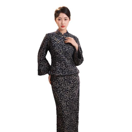 雪尼尔提花旗袍上衣两件套2025秋冬新款时尚改良新中式日常旗袍 商品图4