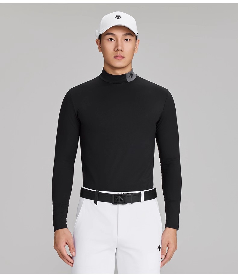 迪桑特高尔夫男士PRO系列亲肤针织打底衫半高领长袖T恤