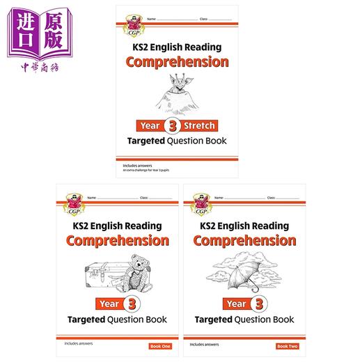 【中商原版】英国原版CGP KS2 小学三年级 英语阅读理解练习册合集3册 Book 1+2+Stretch English Reading Comprehension 商品图0
