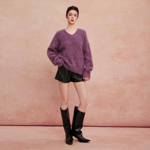 QH607斯尔丽25新款加厚软糯保暖颜色复古饱和慵懒松弛显瘦毛衫 商品图3