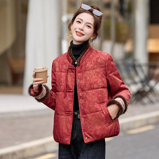 新中式国风红色短棉服，显瘦时尚刺绣年轻妈妈加厚棉袄HR-SHIY2650 商品图0