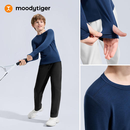 moodytiger儿童运动休闲户外长袖T恤柔软贴身吸湿保暖54110106 【专属】 商品图3