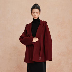 QH939斯尔丽25新款松弛老钱风兜帽一手长保暖羊毛大衣