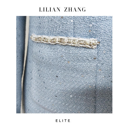 “定制”静奢风 、千鸟知奢、雾空蓝·星缀法式羊毛小香连衣裙 2501112 商品图1