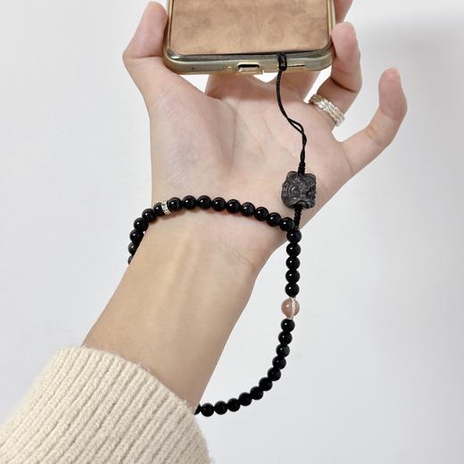 【敦煌黑曜石醒狮手机挂件】手机挂件创意钥匙扣配饰 博物馆文创礼物 商品图3