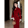 水滴领黑色红色国风新中式长款秋长袖旗袍改良年轻款日常可穿旗袍3125111 商品缩略图3