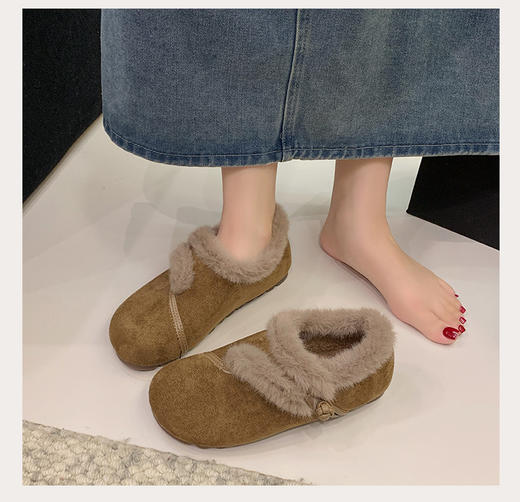 【YW】无忧购加绒新中式毛毛勃肯鞋女冬一脚蹬保暖棉鞋9978（截单后3-5天发货） 商品图6