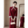 秋冬加绒红色旗袍敬酒服，新中式婚服订婚礼服LSB3329 商品缩略图2