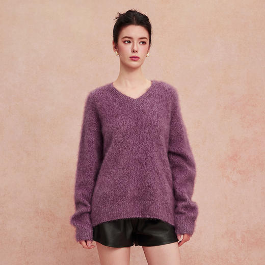 QH607斯尔丽25新款加厚软糯保暖颜色复古饱和慵懒松弛显瘦毛衫 商品图2