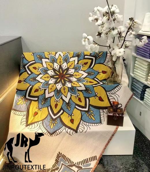 金柔·雪莲花盖毯/披肩150*200  多功能 100%长绒棉 商品图2