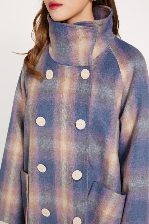 LNNNS 宽松羊绒格纹呢子大衣 9985 商品图3