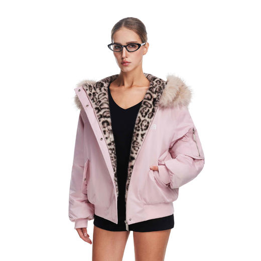 FDR官方店 2025冬季新款厚外套男款豹纹毛领美式连帽保暖棉服女款 商品图3