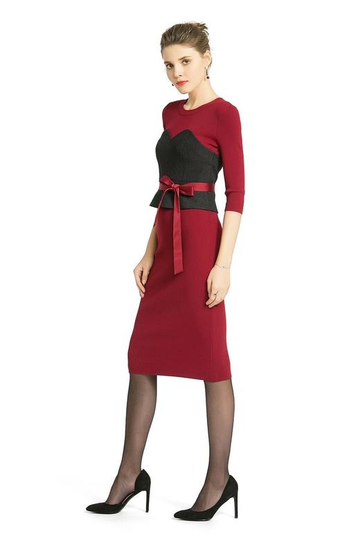 MAXRIENY玛克茜妮 假两件系带修身连衣裙 284 商品图2