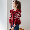 学院风圆领披肩条纹毛衣，宽松百搭针织衫上衣打底套头HR-XFY-3269 商品缩略图1