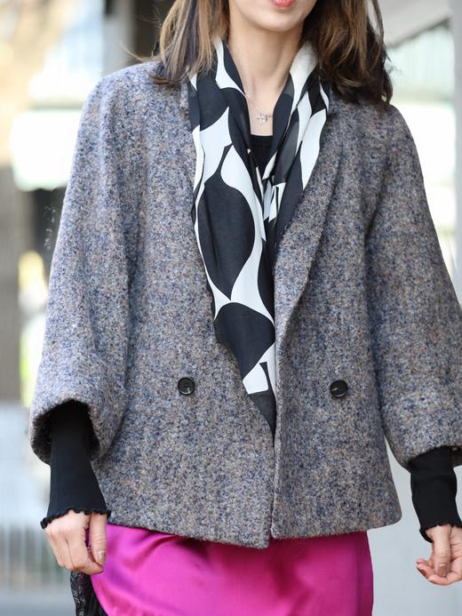 TYNVIE 安哥拉混纺茧夹克（配有花纹丝巾） - 灰色 商品图2