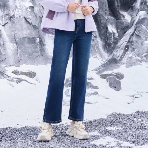 半身缘女裤 冬季棉直筒长裤宽松保暖牛仔裤254102U10120102 商品图0