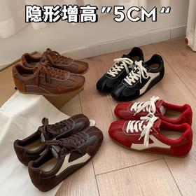 羊皮版！系带拼色内增高德训鞋女2025新款复古阿甘鞋运动鞋女