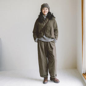 绽放811-812朵/慢行·设计感新中式立领短款棉服宽松直筒棉裤套装