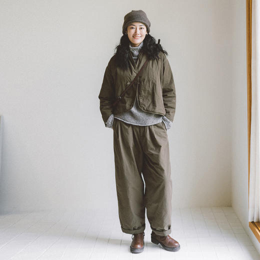 绽放811-812朵/慢行·设计感新中式立领短款棉服宽松直筒棉裤套装 商品图0