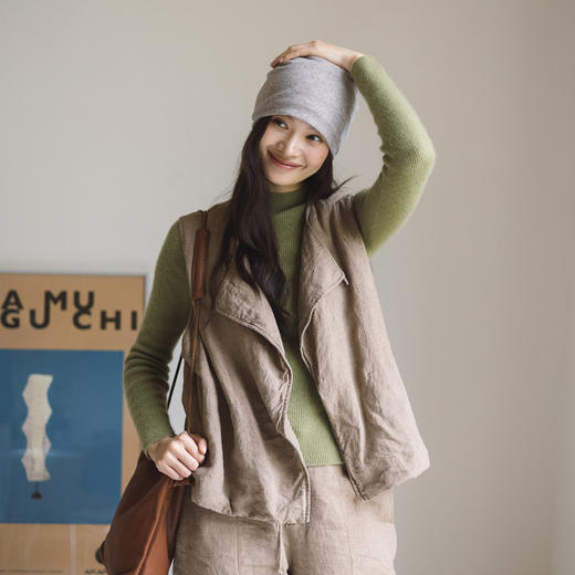 绽放865-866朵/腔调马甲套装·亚麻宽松斜襟棉服马甲直筒显瘦棉裤 商品图2