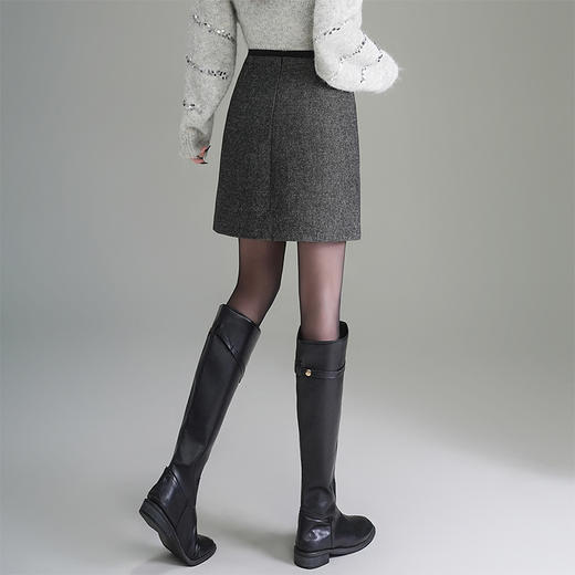 重工贴钻小香风洋气半身裙小个子高腰A字裙MYX95879 商品图2