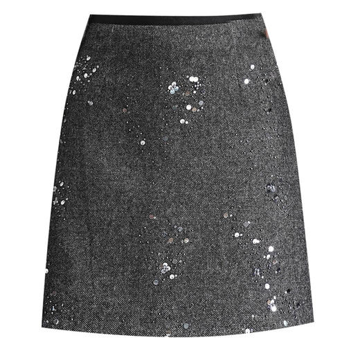 重工贴钻小香风洋气半身裙小个子高腰A字裙MYX95879 商品图4