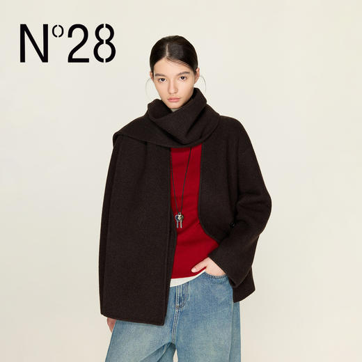 N°28 山羊绒毛呢外套女士秋冬宽松廓形百搭气质通勤短款呢子大衣8855A1D730 商品图1
