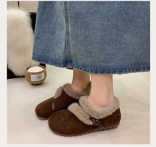 【YW】无忧购加绒新中式毛毛勃肯鞋女冬一脚蹬保暖棉鞋9978（截单后3-5天发货） 商品图8