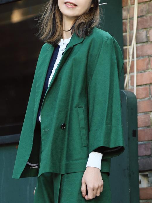 TYNVIE 纯亚麻茧夹克（配有花纹丝巾） - 森林绿 商品图4