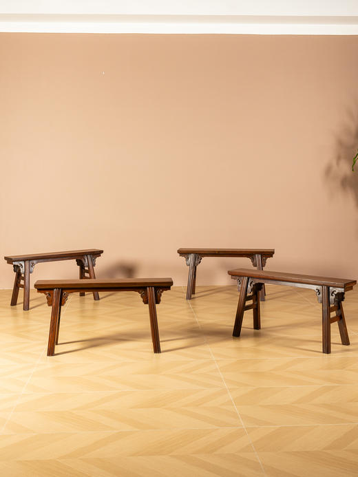 二十世纪	红木夹头榫如意云纹条凳成堂（一堂四只） 商品图1