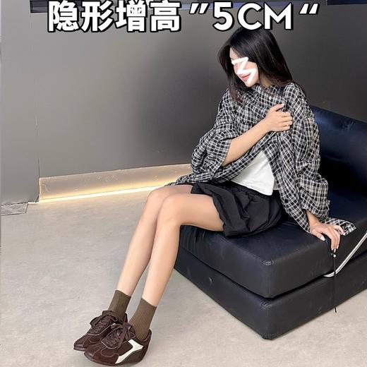 羊皮版！系带拼色内增高德训鞋女2025新款复古阿甘鞋运动鞋女 商品图1