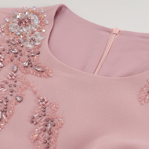 QG806斯尔丽25新款小礼服宴会着装手工立体绣珠收腰直身端庄优雅连衣裙 商品图5