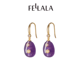 2楼Fellala/翡拉拉「糖果」系列水晶玛瑙耳环耳饰货号925430102吊牌价1499现价1349